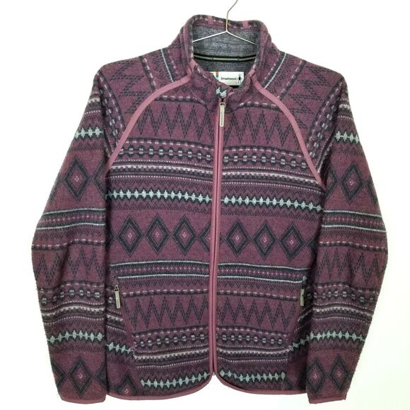Smartwool Women Hudson Trail Fleece Anorak Jacket Sz M Purple Zip Up Wool  Blend - Picture 1 of 6